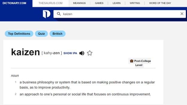 Word Kaizen in Dictionary Word Kaizen in Dictionary